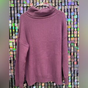 Cozy Ribbed Plum Turtleneck Sweater • Chunky Knit • Oversized Fit
